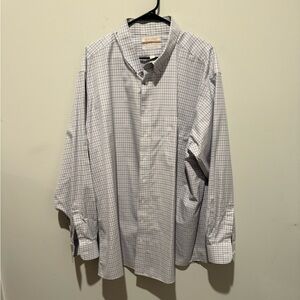 Roundtree & Yorke Men's Light Gray Plaid Shirt